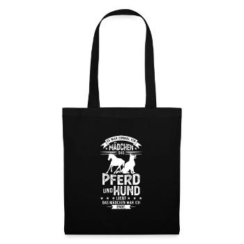 Hunde Pferde Mädchen Geschenk - Stoffbeutel - Schwarz - Vorne