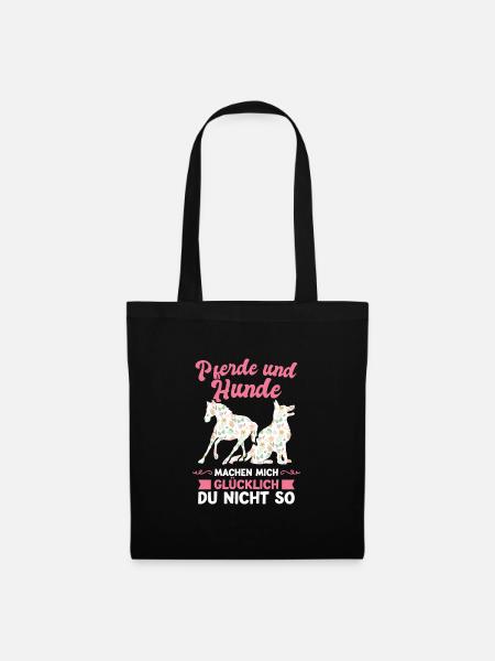 Pferd Hund Hundeliebhaber Geschenk - Stoffbeutel - Schwarz