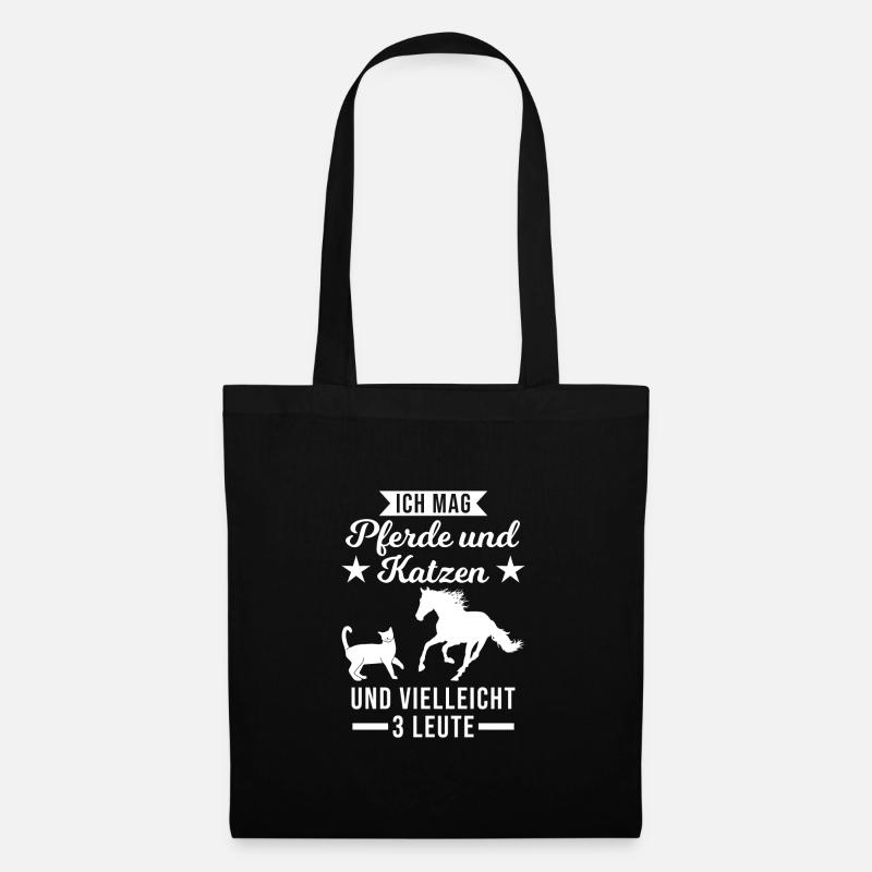 Pferde Katzen Pferd Geschenk - Stoffbeutel - Schwarz