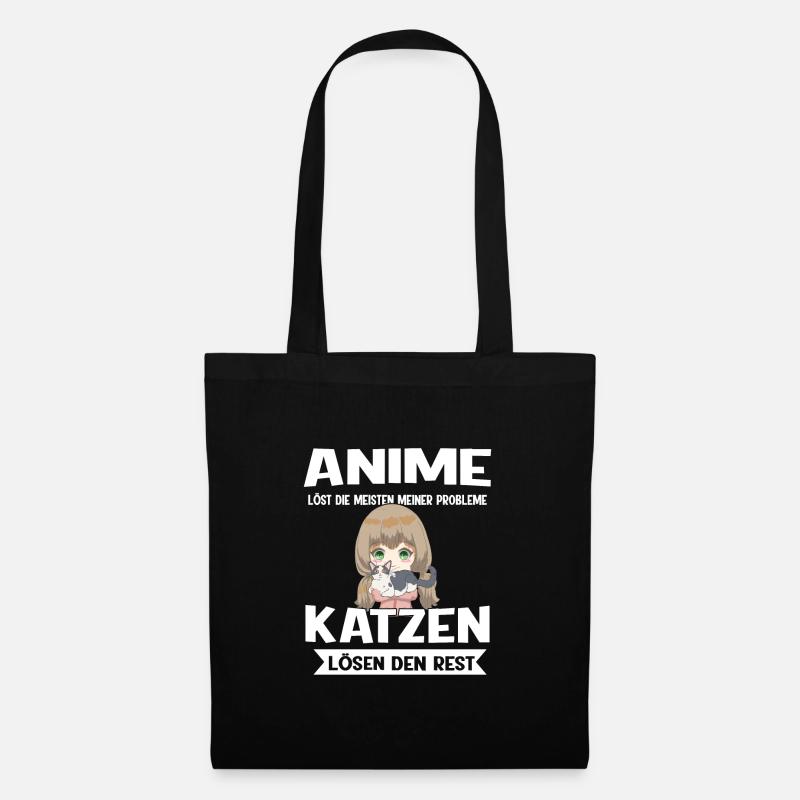 Anime Kawaii Katzen Geschenk - Stoffbeutel - Schwarz