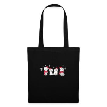 Katzenkatzen Weihnachtsgeschenk - Stoffbeutel - Schwarz - Vorne