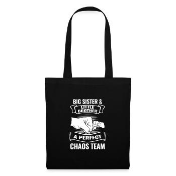 Cadeau grande soeur et petit frère - Sac en tissu - noir - Devant