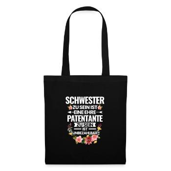 Patentante Taufpatin Patenkind Geschenk - Stoffbeutel - Schwarz - Vorne