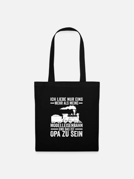 Modelleisenbahn Opa Modelleisenbahn Geschenk - Stoffbeutel - Schwarz