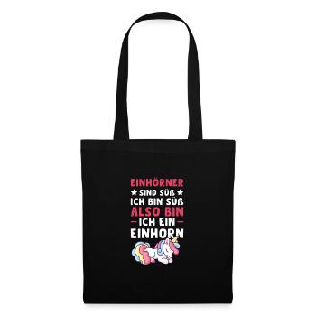 Einhorn Einhörner Einhorn Liebhaber Geschenk - Stoffbeutel - Schwarz - Vorne