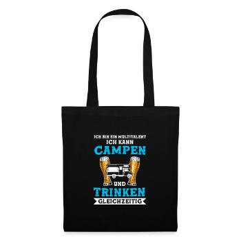 Campen Bier Wohnmobil Geschenk - Stoffbeutel - Schwarz - Vorne