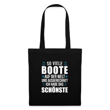 Motorboot Bootsfahrten Bootsfahrer Geschenk - Stoffbeutel - Schwarz - Vorne