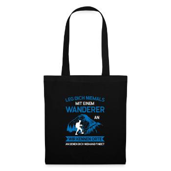 Wandern Wanderung Wanderer Geschenk - Stoffbeutel - Schwarz - Vorne