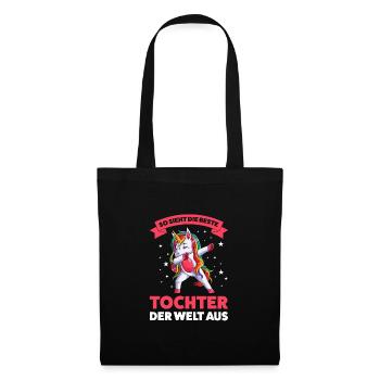 Tochter Einhorn Töchter Geschenk - Stoffbeutel - Schwarz - Vorne