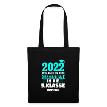 5. Klasse 2022 Schulanfang 5. Schuljahr Geschenk - Stoffbeutel - Schwarz - Vorne