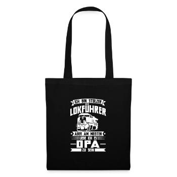 Lokführer Opa Eisenbahn Geschenk - Stoffbeutel - Schwarz - Vorne