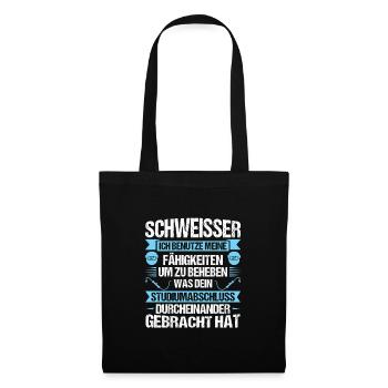 Schweißer Schweißen Schweisser Geschenk - Stoffbeutel - Schwarz - Vorne