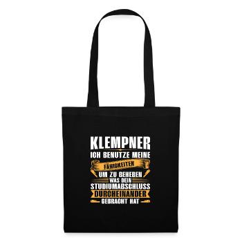 Klempner Installateur Sanitär Geschenk - Stoffbeutel - Schwarz - Vorne