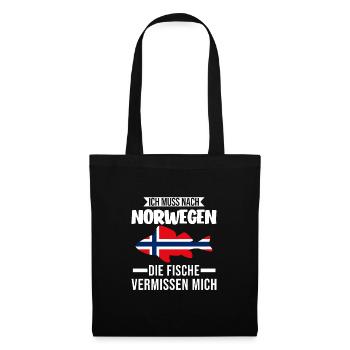 Norwegen Angeln Angler Geschenk - Stoffbeutel - Schwarz - Vorne