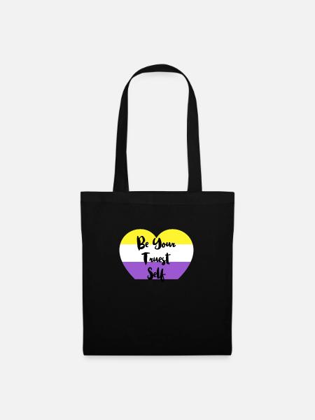 Nicht-binäres nicht binäres Flag LGBTQ Geschenk - Stoffbeutel - Schwarz