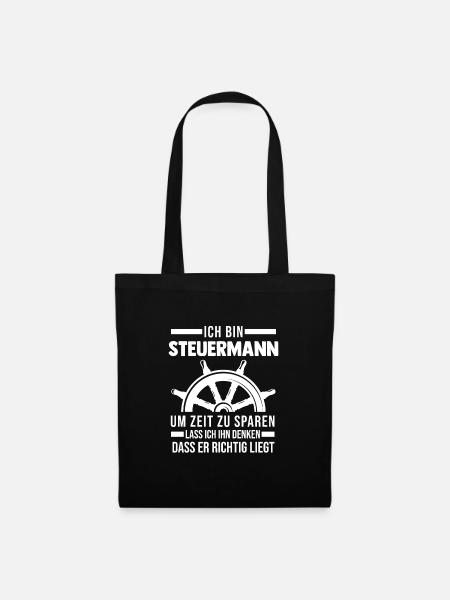 Kapitän Boot Steuermann Geschenk - Stoffbeutel - Schwarz