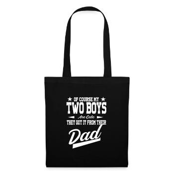 Vater von 2 Söhnen Dad 2 Sons Geschenk - Stoffbeutel - Schwarz - Vorne