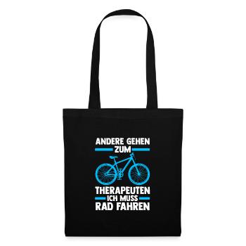 Fahrrad Rennrad Fahrradfahrer Geschenk - Stoffbeutel - Schwarz - Vorne