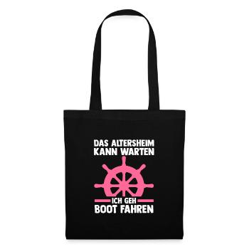 Kapitänin Boot Segelboot Geschenk - Stoffbeutel - Schwarz - Vorne