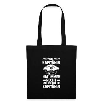 Kapitänin Boot Segeln Geschenk - Stoffbeutel - Schwarz - Vorne