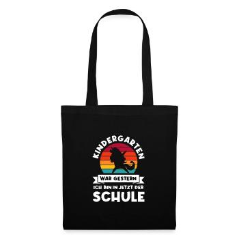 Schulkind Einhorn Schulbeginn Geschenk - Stoffbeutel - Schwarz - Vorne