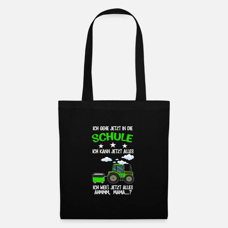 Schulkind Traktor Einschulung Geschenk - Stoffbeutel - Schwarz