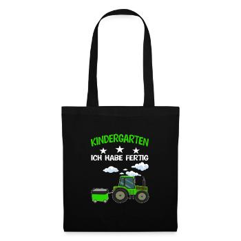 Kindergarten Traktor Kindergartenkind Geschenk - Stoffbeutel - Schwarz - Vorne
