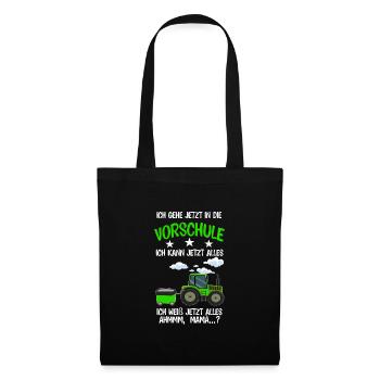 Vorschule Traktor Vorschüler Geschenk - Stoffbeutel - Schwarz - Vorne