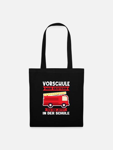Schulkind Feuerwehr Schulstart Geschenk - Stoffbeutel - Schwarz