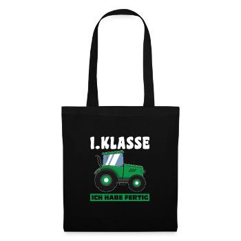 1.Klasse Traktor Schulanfänger Geschenk - Stoffbeutel - Schwarz - Vorne