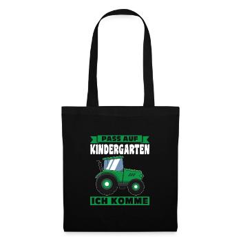 Kindergarten Traktor Kita-Kind Geschenk - Stoffbeutel - Schwarz - Vorne