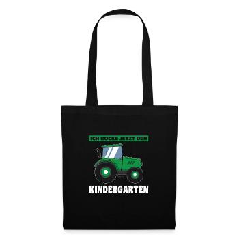 Kindergarten Traktor Kita-Start Geschenk - Stoffbeutel - Schwarz - Vorne