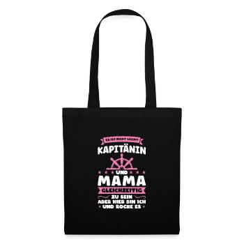 Kapitänin Mama Bootsfahrerin Geschenk - Stoffbeutel - Schwarz - Vorne