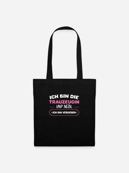 Trauzeugin Hochzeit Brautjunger Geschenk - Stoffbeutel - Schwarz