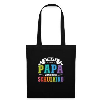 Papa Schulkind Schulanfänger Geschenk - Stoffbeutel - Schwarz - Vorne