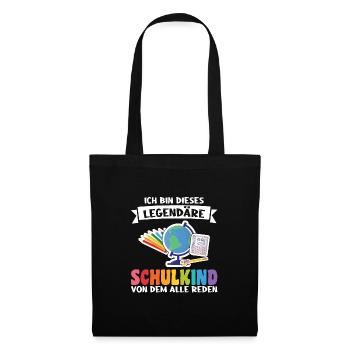 Schulkind Schulanfang Schulbeginn Geschenk - Stoffbeutel - Schwarz - Vorne