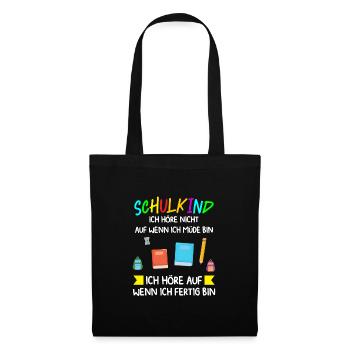 Schulkind Schulanfang Schulanfänger Geschenk - Stoffbeutel - Schwarz - Vorne