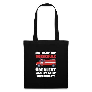 Vorschule Feuerwehr Vorschule Abschluss Geschenk - Stoffbeutel - Schwarz - Vorne