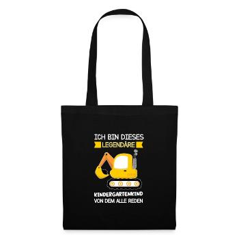 Kindergarten Bagger Kita-Kind Geschenk - Stoffbeutel - Schwarz - Vorne