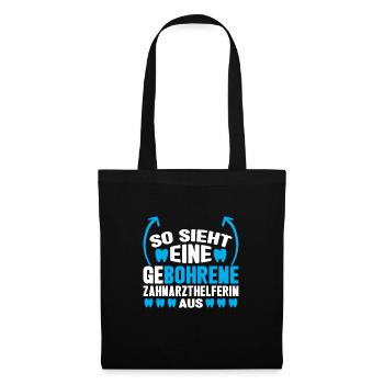 Zahnarzt Bohren Zahn Geschenk - Stoffbeutel - Schwarz - Vorne