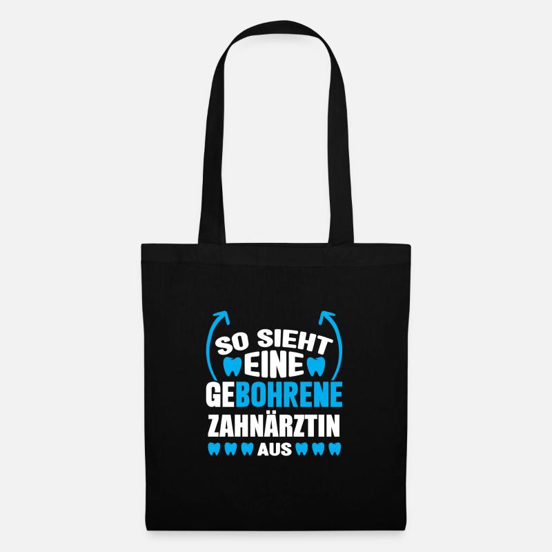 Zahn Zahnarzt Bohren Zahn Geschenk - Stoffbeutel - Schwarz