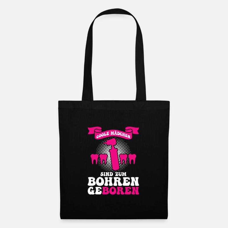 Zahn Zahnarzt Bohren Zahn Geschenk - Stoffbeutel - Schwarz