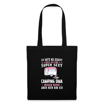 Campen Oma camper Wanderung Geschenk - Stoffbeutel - Schwarz - Vorne