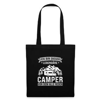Campen camper Wanderung Geschenk - Stoffbeutel - Schwarz - Vorne