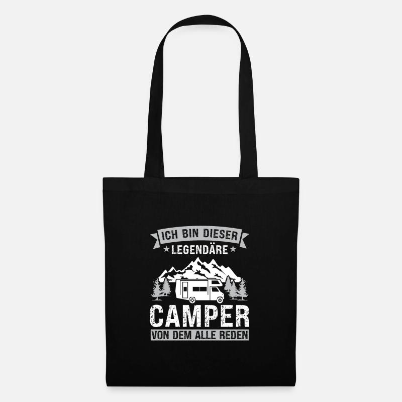 Campen camper Wanderung Geschenk - Stoffbeutel - Schwarz