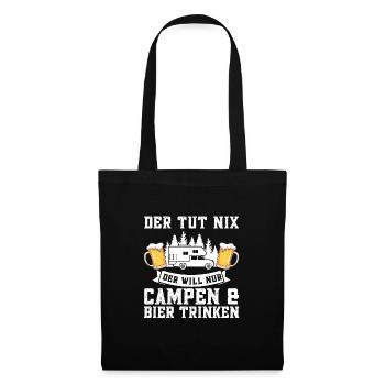 Campen Bier Camping & bier Bier Geschenk - Stoffbeutel - Schwarz - Vorne