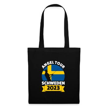 Schwedisch Angler Angeln Schweden Geschenk - Stoffbeutel - Schwarz - Vorne