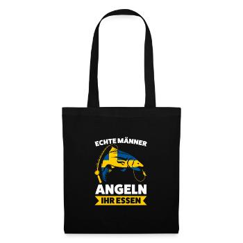 Schwedisch Angler Angeln Schweden Geschenk - Stoffbeutel - Schwarz - Vorne