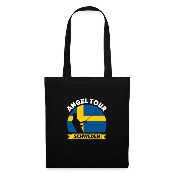 Schwedisch Angler Angeln Schweden Geschenk - Stoffbeutel - Schwarz - Vorne