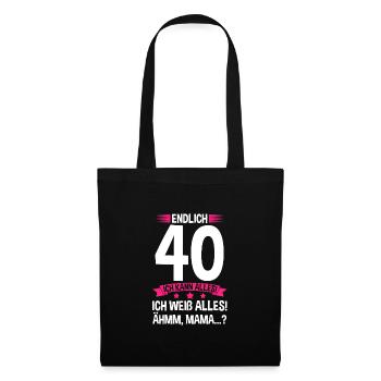 40. Geburtstag 40 Jahre Geburtstags Geschenk - Stoffbeutel - Schwarz - Vorne